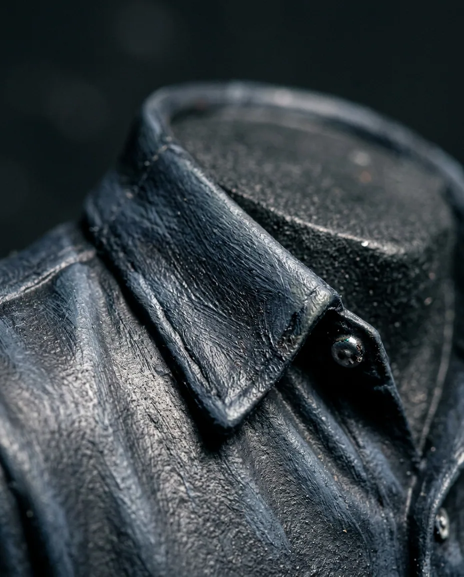 Close detail of the hand-painted surface of a finished sculpture